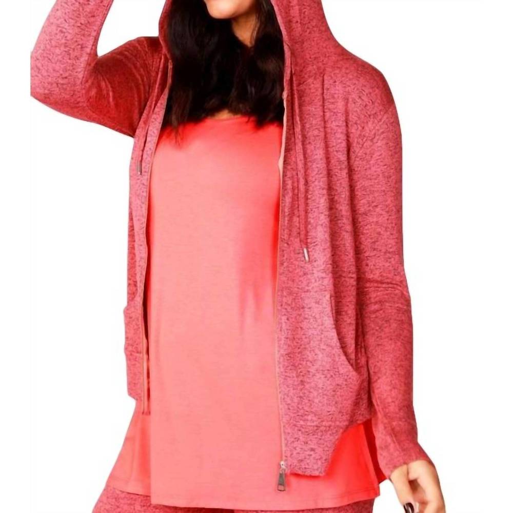 NEW FRENCH KYSS melange zip hoodie in coral